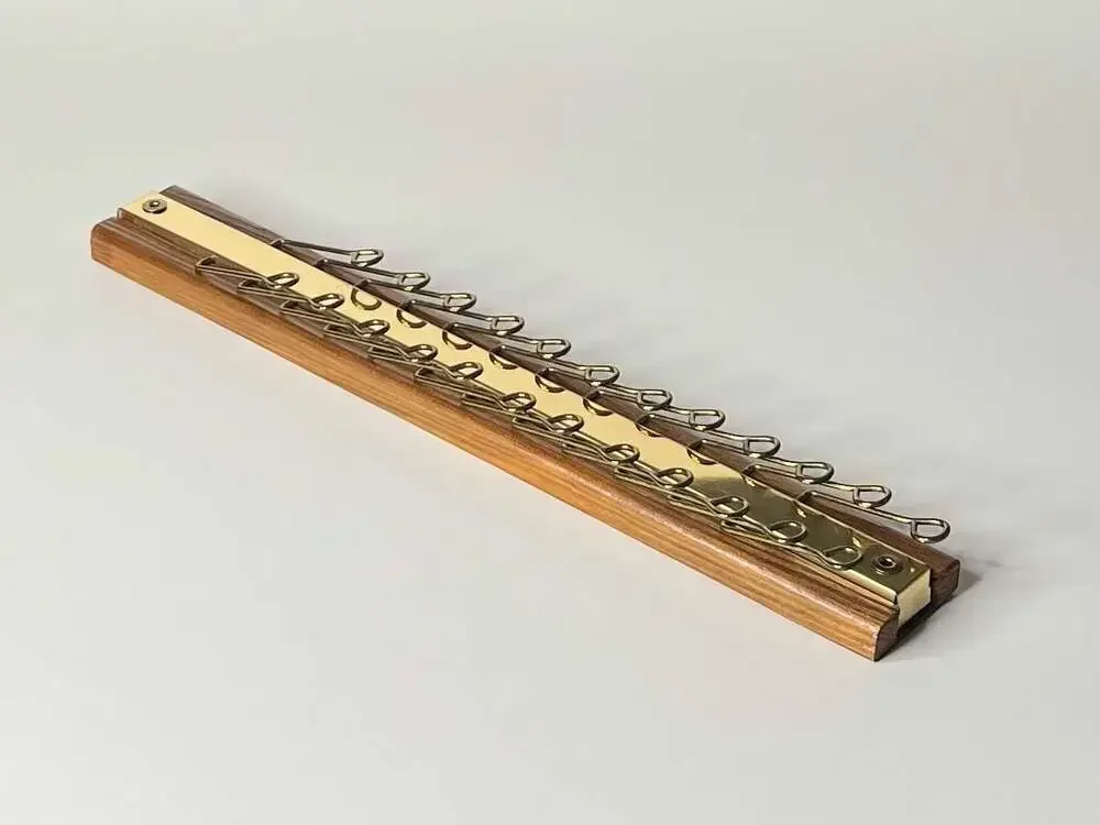 Vintage Lee Rowan Wall Mounted Wood and Gold Metal Tie and Belt Organizer Rack